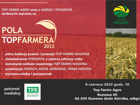 Pola Top Farmera 2022 – zaproszenie na spotkanie Top Farms Agro