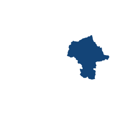Niebieski kontur regionu mazowieckiego.