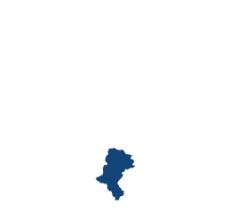 Niebieski kontur regionu śląskiego.