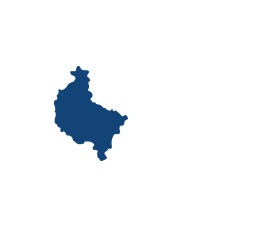 Niebieski kontur regionu wielkopolskiego.