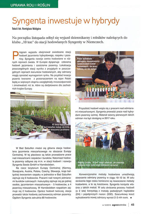 Agrotechnika, grudzień 2015 r.