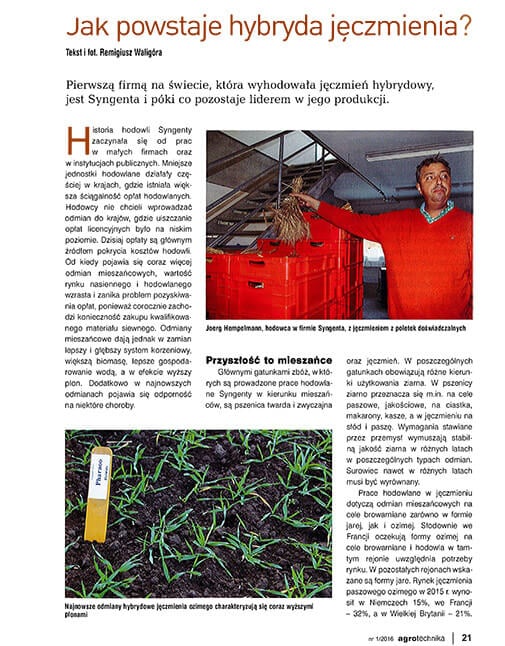 Agrotechnika, styczeń 2016 r.