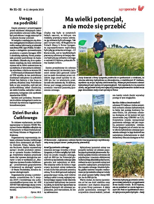 Tygodnik Poradnik Rolniczy, wydanie 31-32/2019