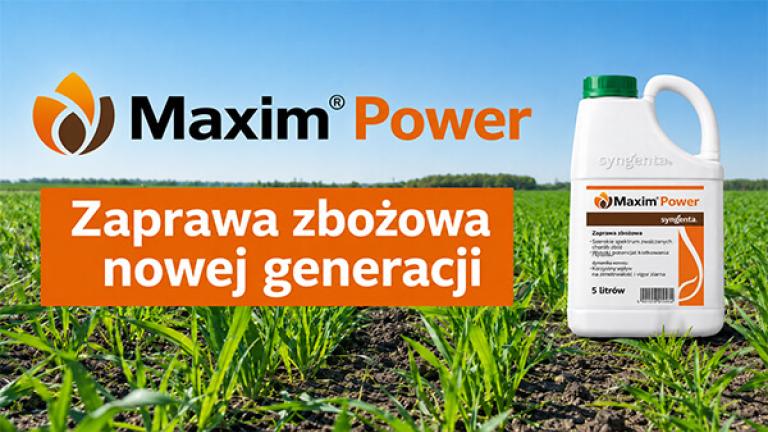 Reklama Maxim Power: nawóz do trawnika, hasło „Zaprawa zbożowa nowej generacji”