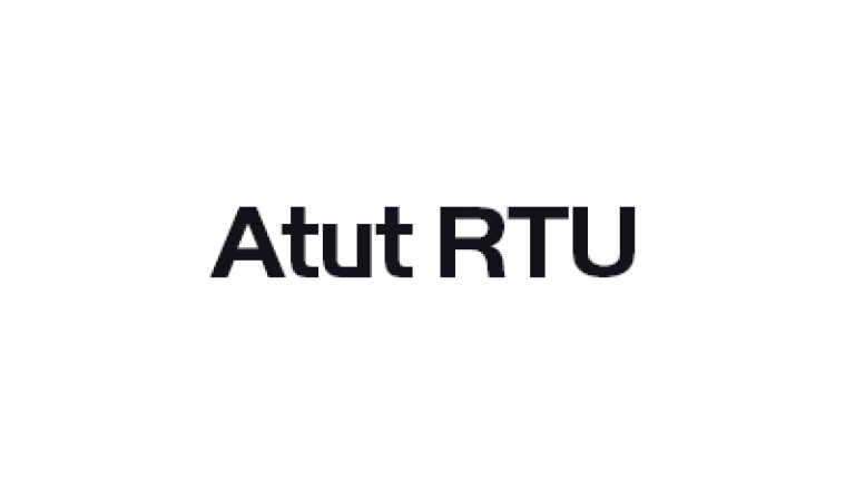 Logo „Atut RTU” w czarnym tekście na białym tle